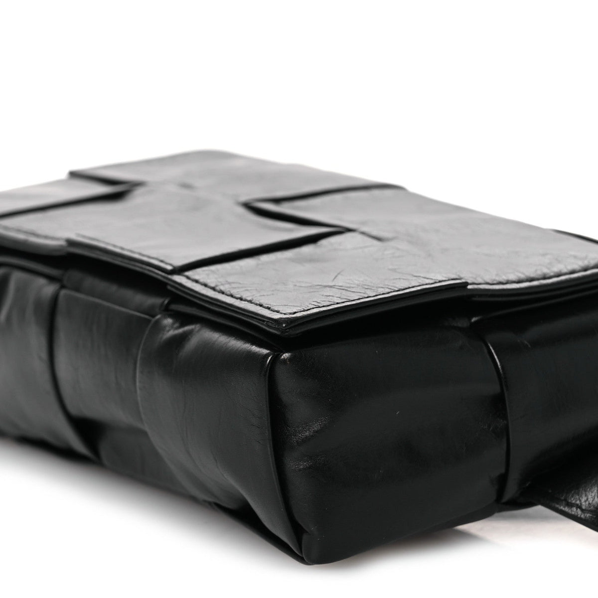 Paper Calfskin Maxi Intreccio The Belt Cassette Bag Black