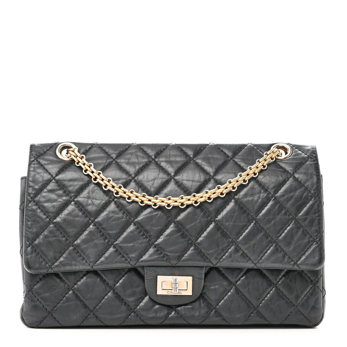 Aged Calfskin Quilted 2.55 Reissue 226 Flap Black