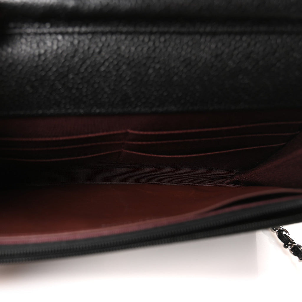 Caviar Quilted Wallet on Chain WOC Black