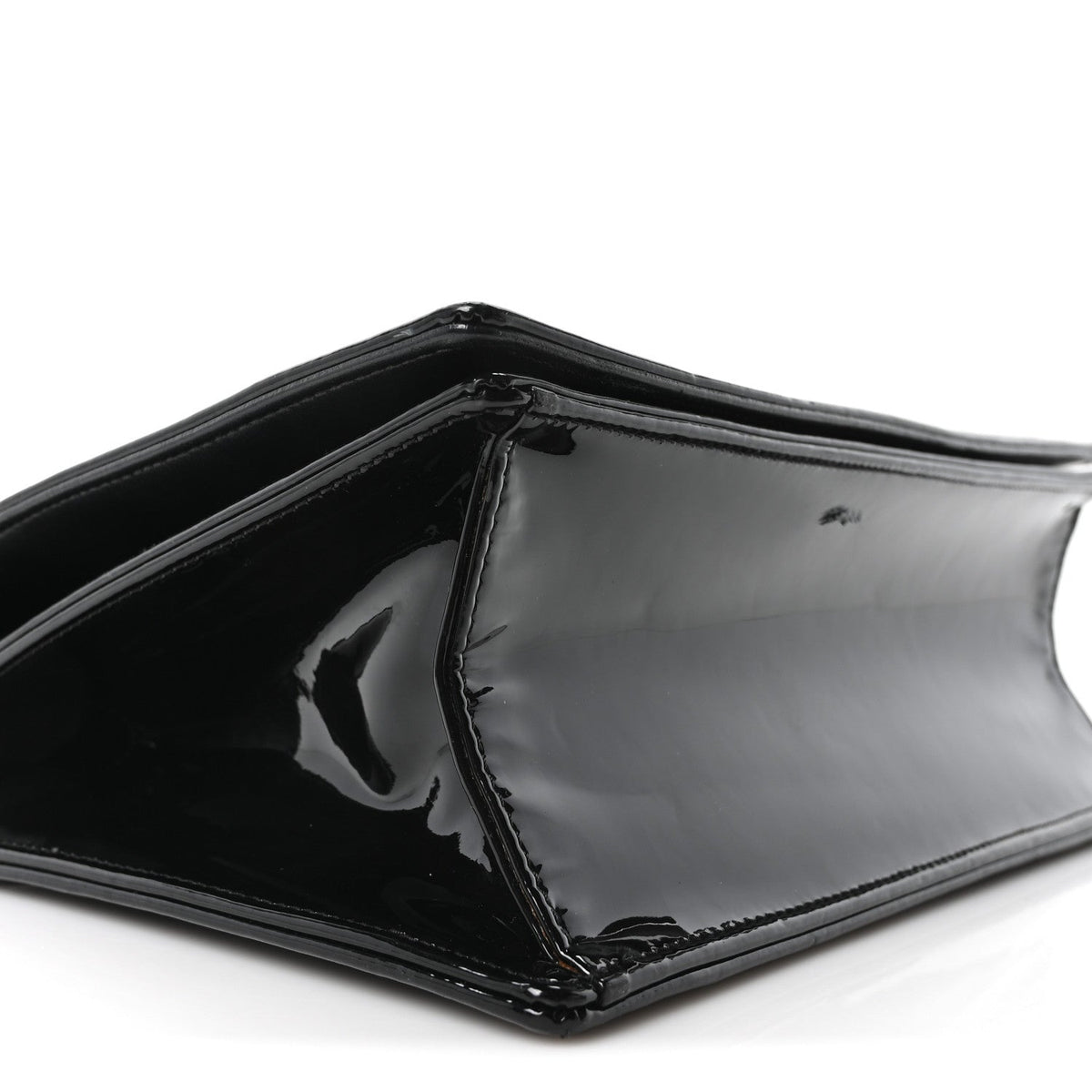 Patent Medium Diorama Flap Bag Black