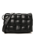Paper Calfskin Maxi Intreccio Padded Cassette Crossbody Bag Black