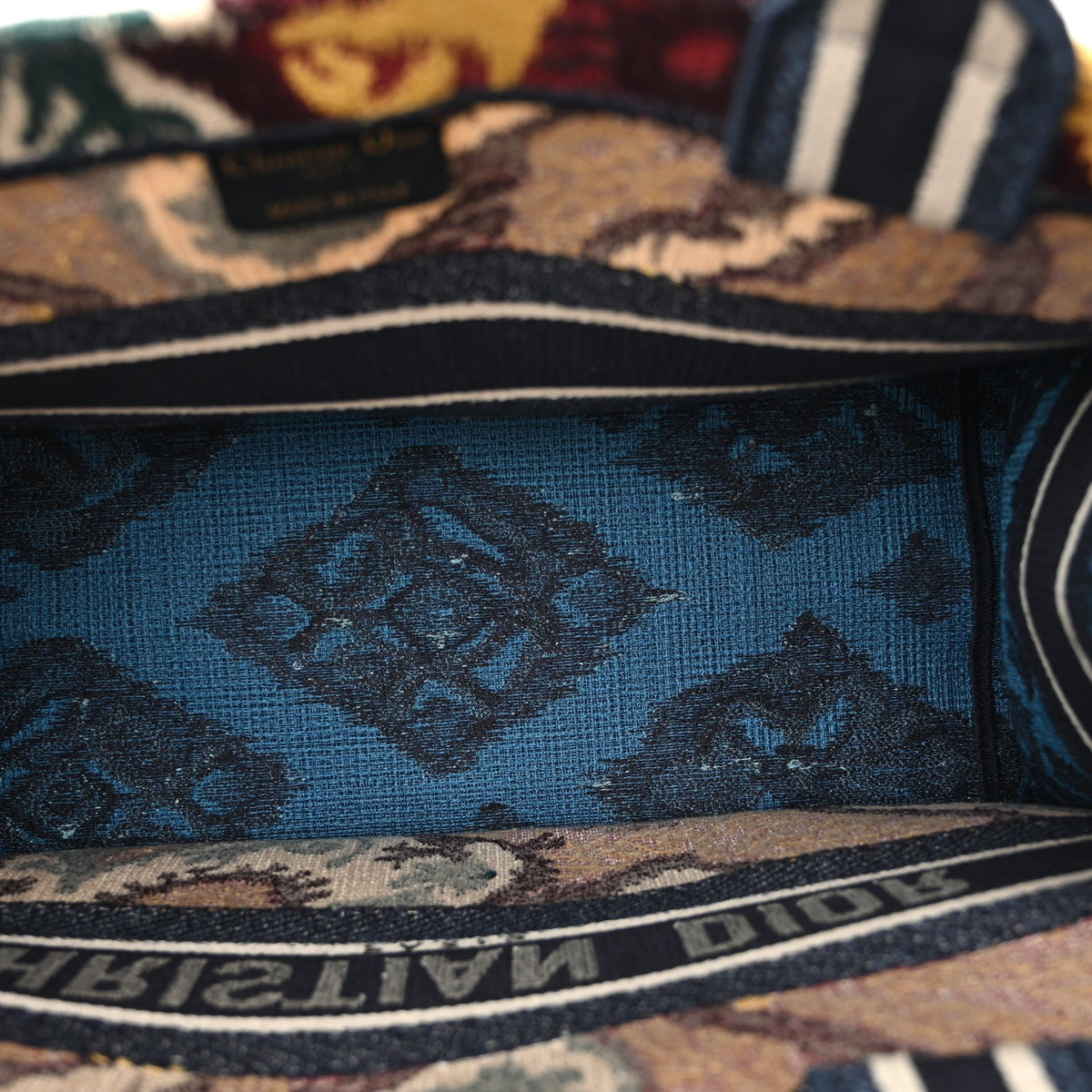 Canvas Embroidered Paisley Medium Book Tote Blue Multicolor