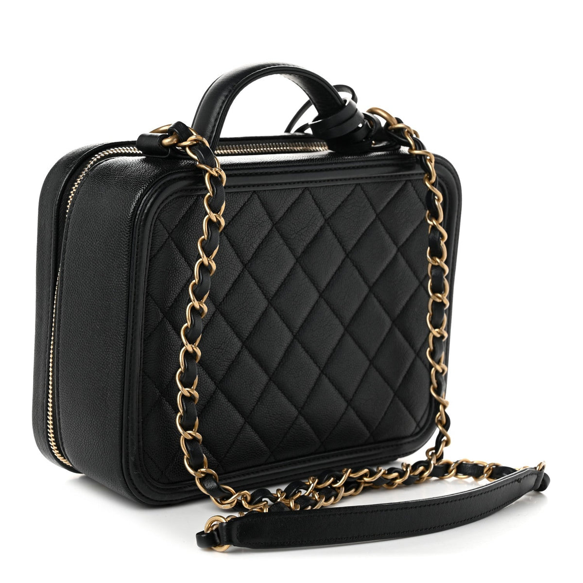 Caviar Quilted Medium CC Filigree Vanity Case Black