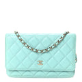 Caviar Quilted Wallet On Chain WOC Turquoise