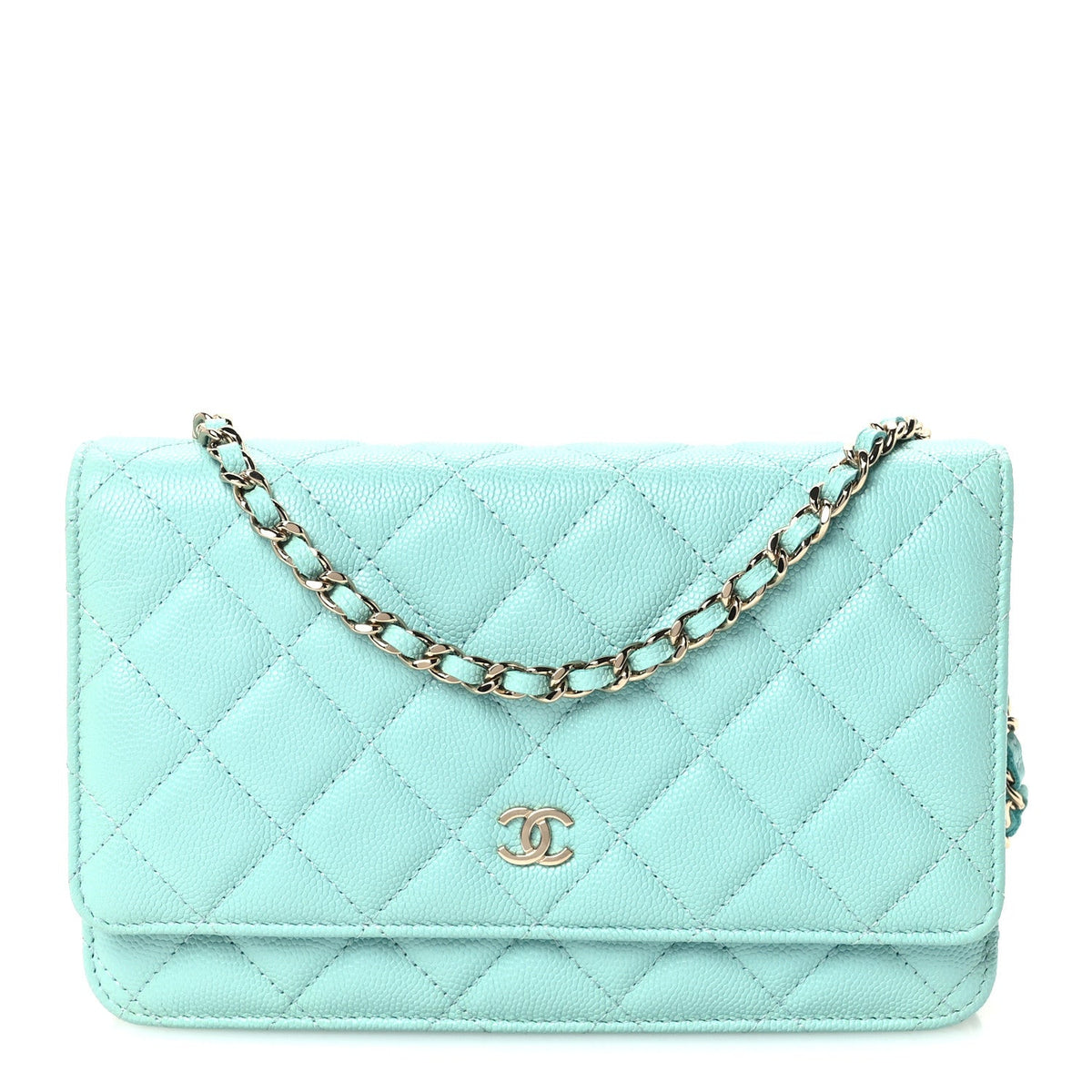 Caviar Quilted Wallet On Chain WOC Turquoise