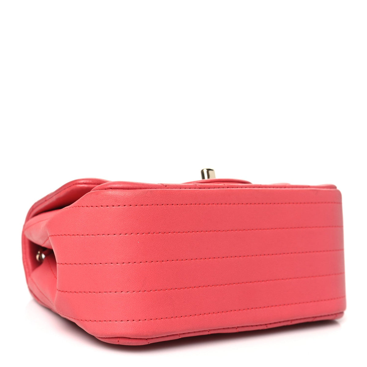 Lambskin Chevron Quilted Mini Square Flap Coral