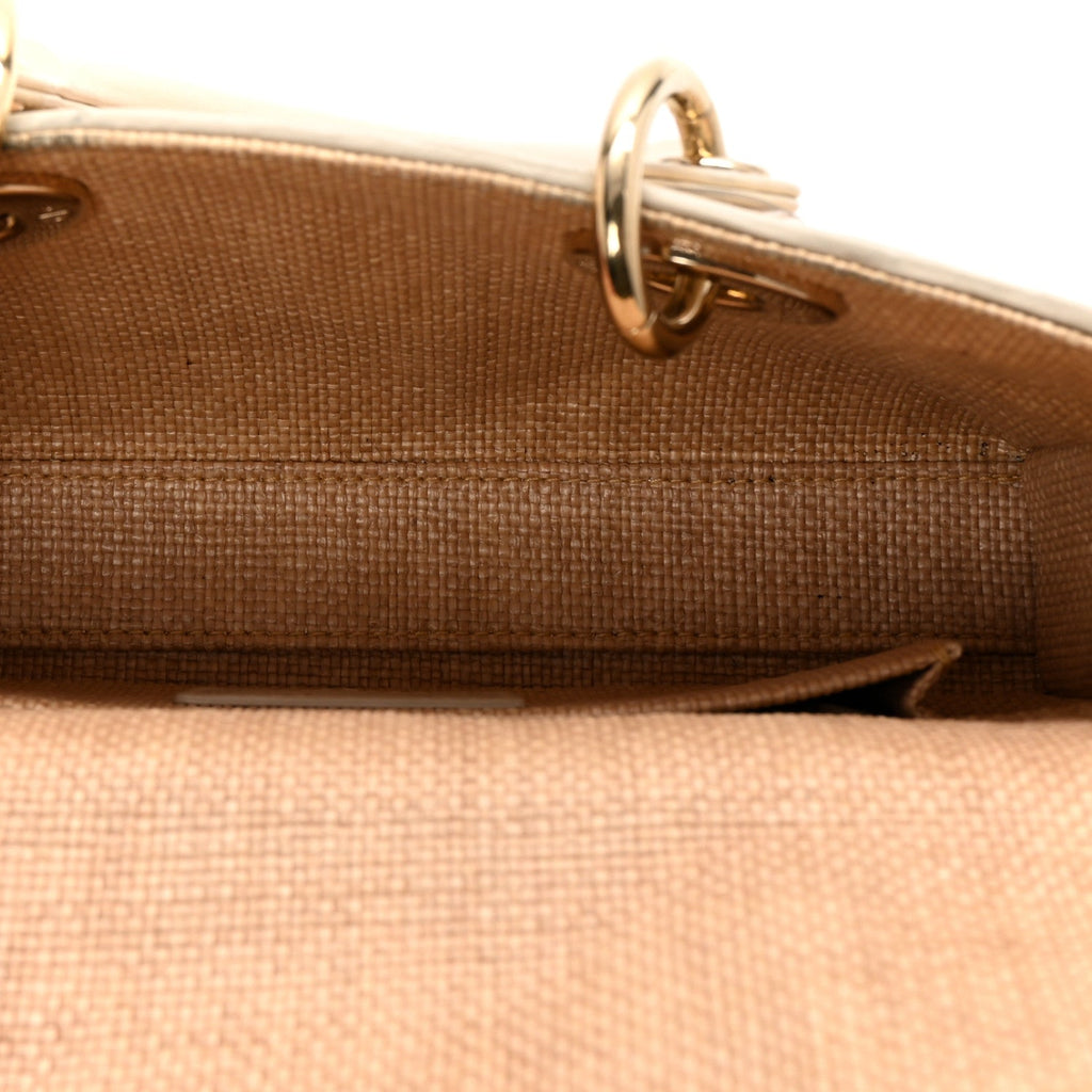 Raffia Macro Cannage Small Lady D-Joy Latte