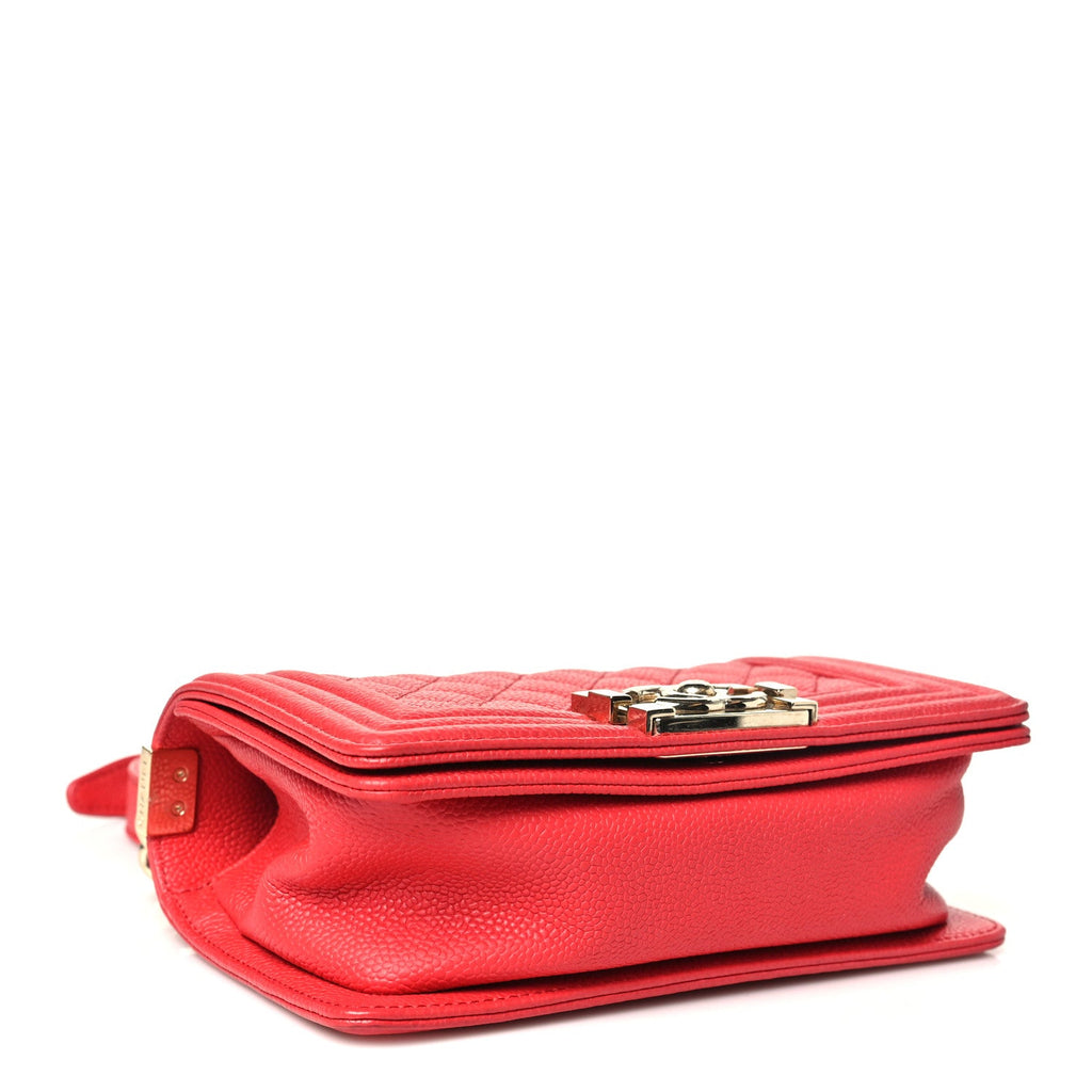 Caviar Quilted Small Boy Flap Red