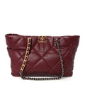 Lambskin Quilted Chanel 19 East West Shopping Bag Dark Brown