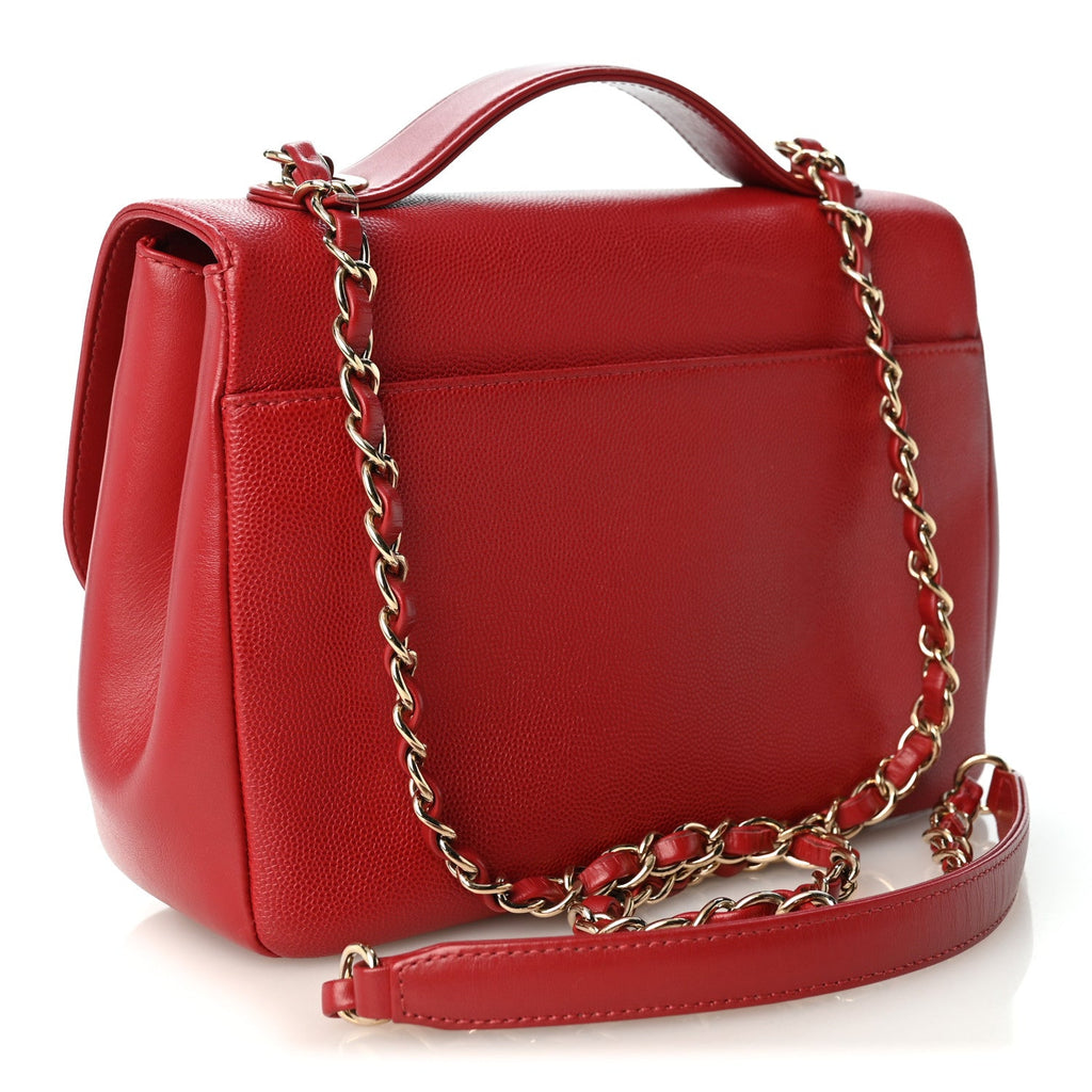 Caviar Quilted Medium Business Affinity Flap Red