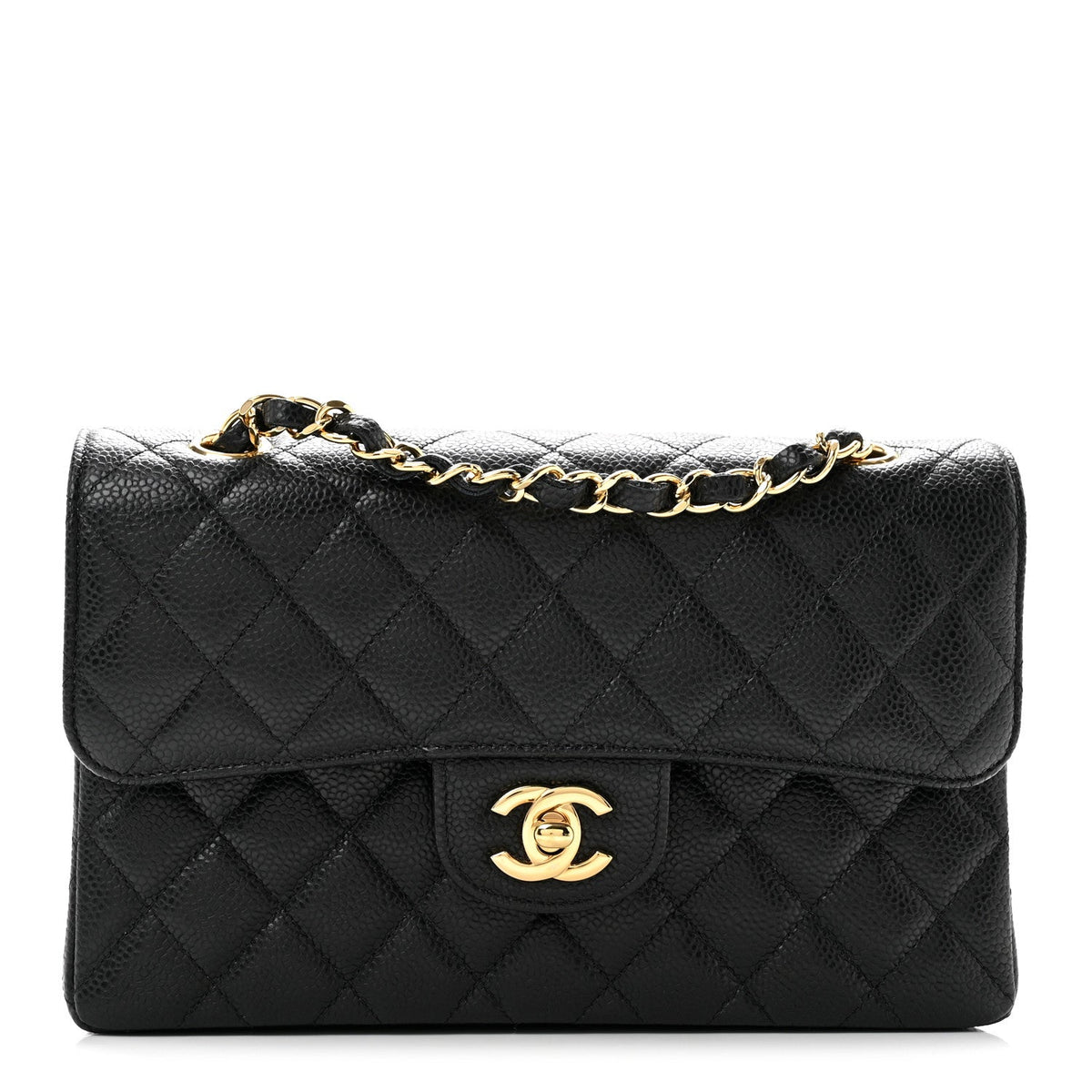 Caviar Quilted Small Double Flap Black