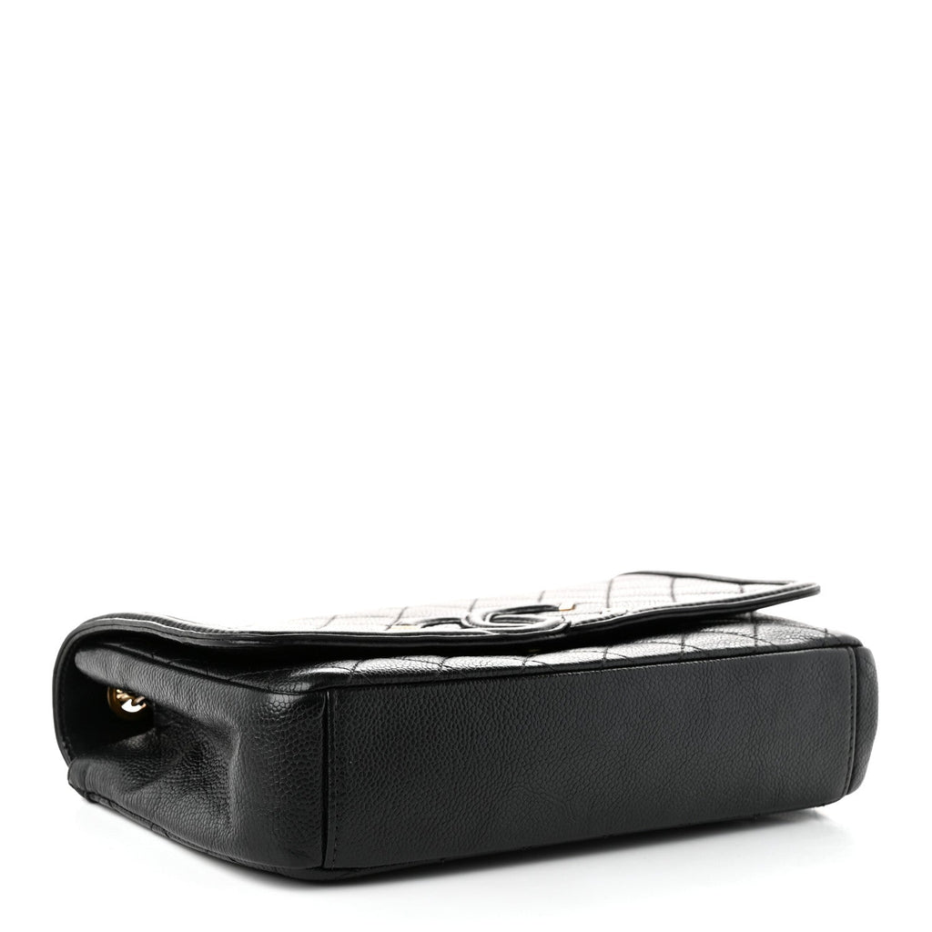 Caviar Quilted Medium CC Filigree Flap Black