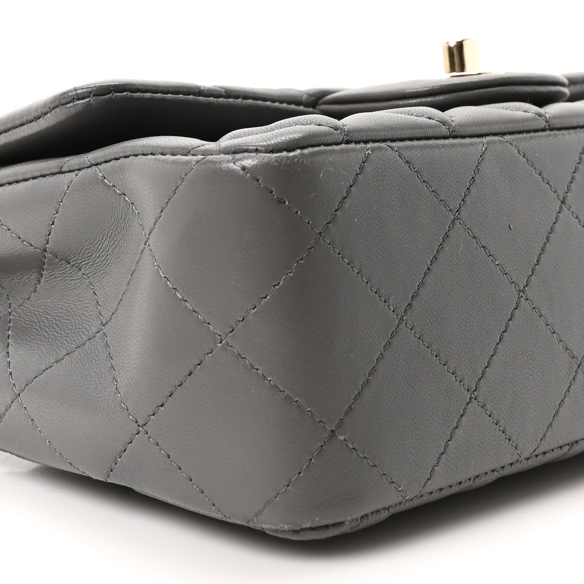 Lambskin Quilted Mini Rectangular Flap Dark Grey