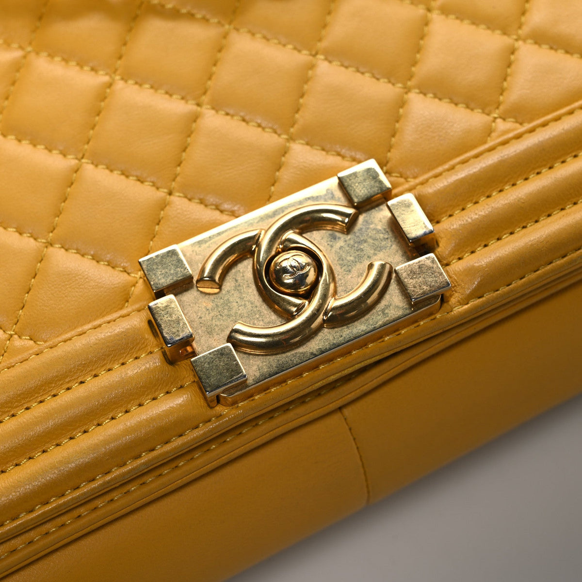 Lambskin Quilted New Medium Boy Flap Yellow