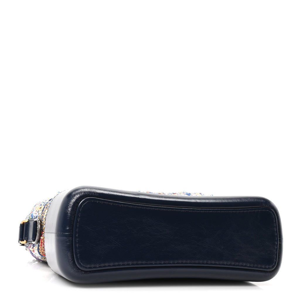 Tweed Calfskin Quilted Medium Gabrielle Hobo Navy
