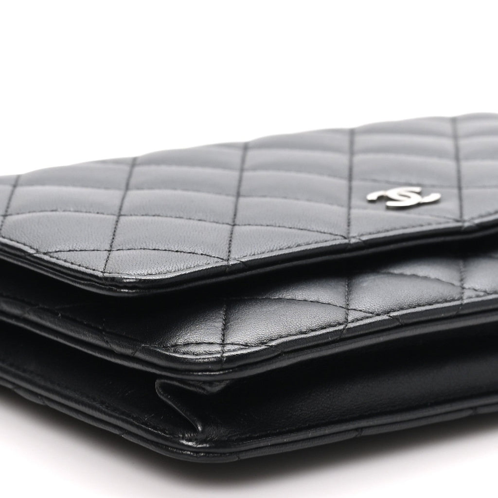 Lambskin Quilted Wallet On Chain WOC Black