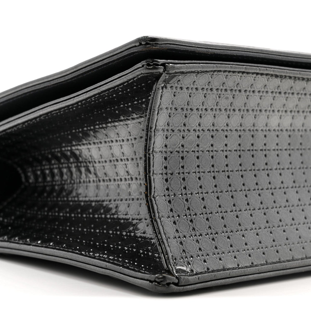 Metallic Patent Micro-Cannage Medium Diorama Flap Bag Onyx Black