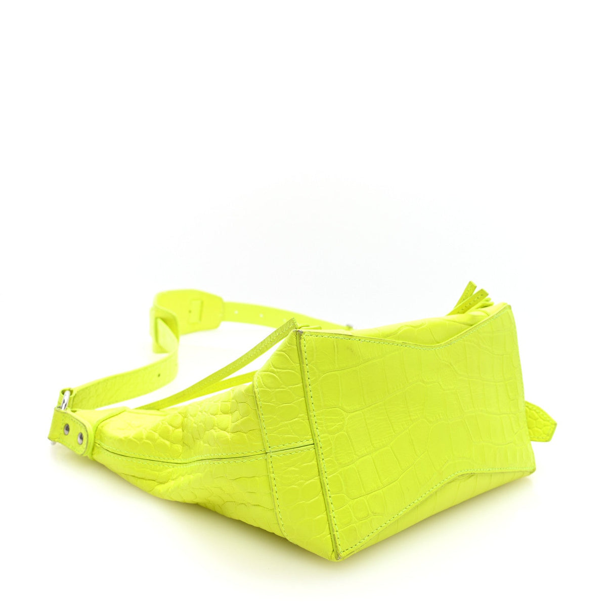 Extra Supple Calfskin Crocodile Embossed Neo Classic Hardware Hobo XS Flou Yellow
