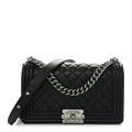 Lambskin Quilted Medium Boy Flap Black
