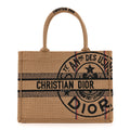Canvas Jute Embroidered Medium Book Tote Black Beige