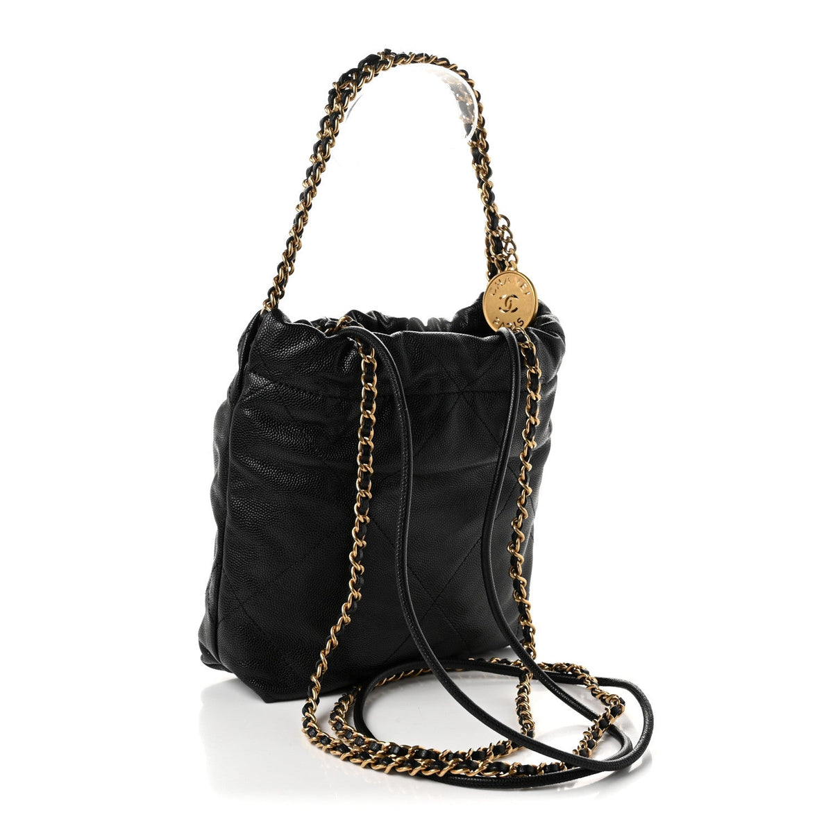 Shiny Caviar Quilted Monochrome Mini Chanel 22 Black