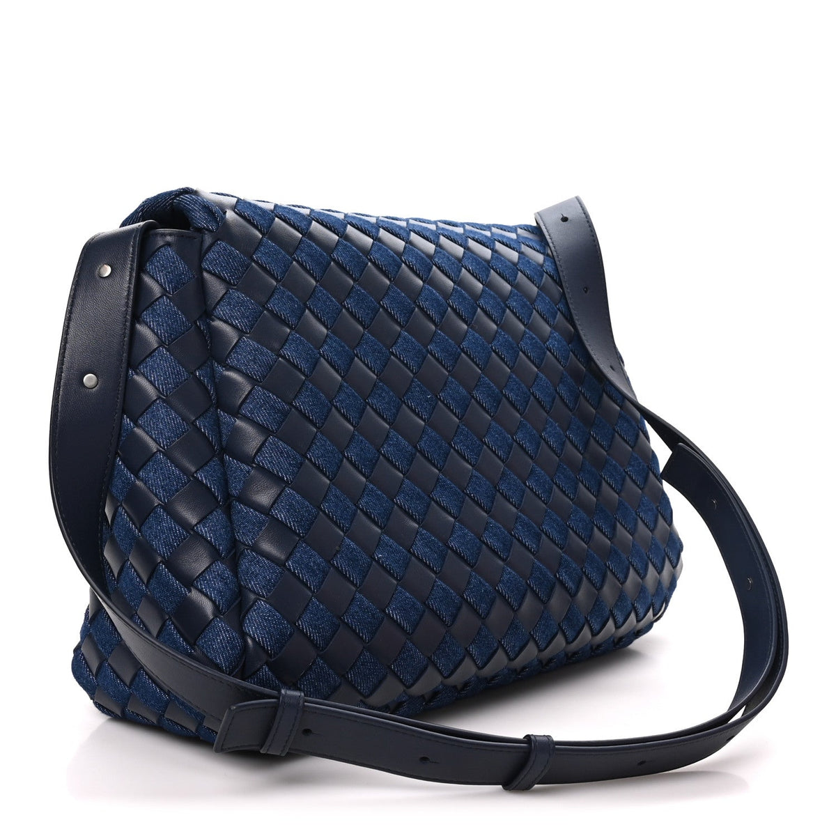 Denim Nappa Intrecciato Padded Messenger Abyss Indigo