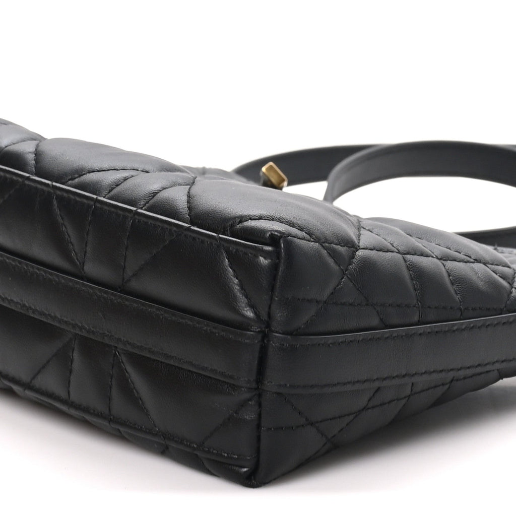 Calfskin Macrocannage Miss Caro Diorling Mini Bag with Chain Black
