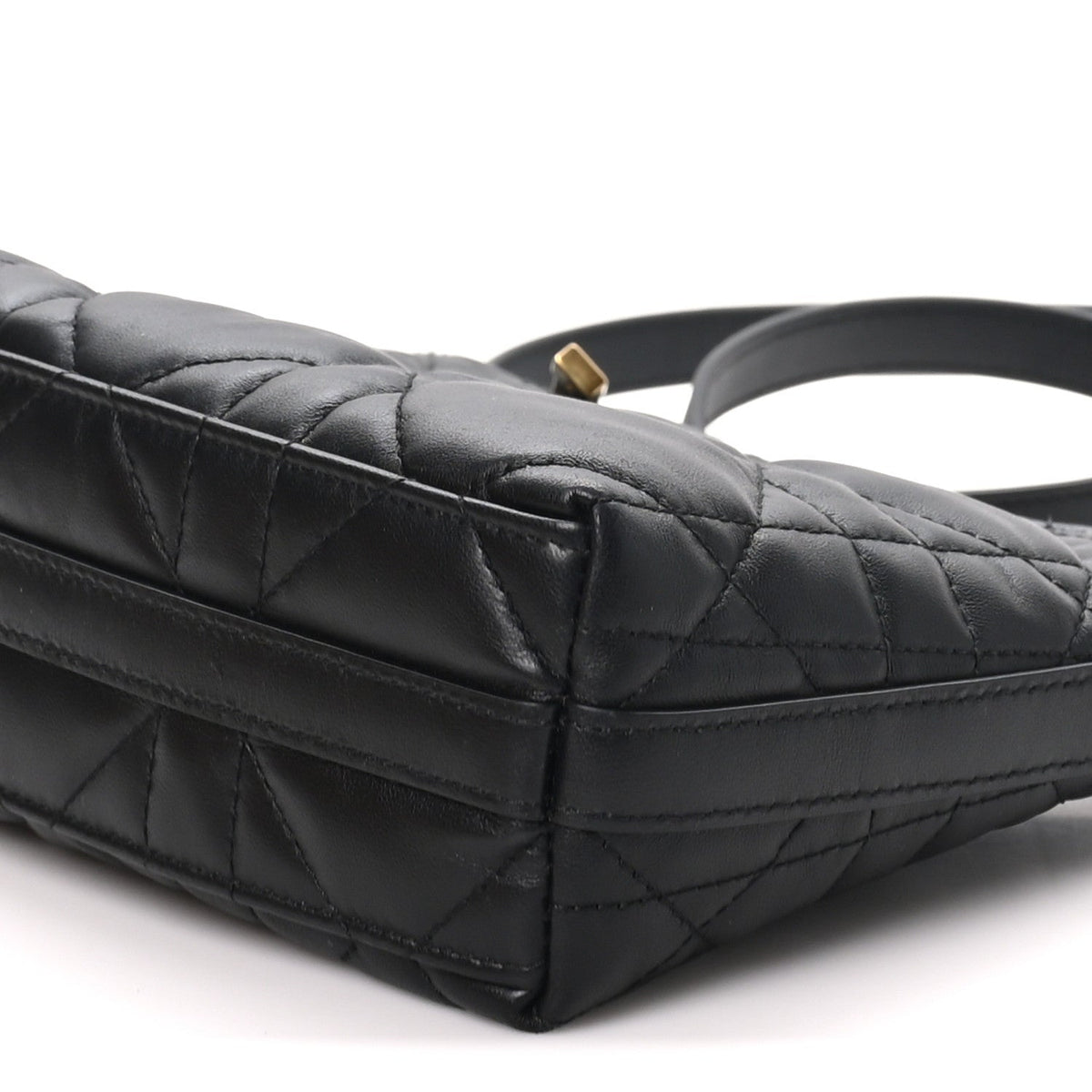 Calfskin Macrocannage Miss Caro Diorling Mini Bag with Chain Black