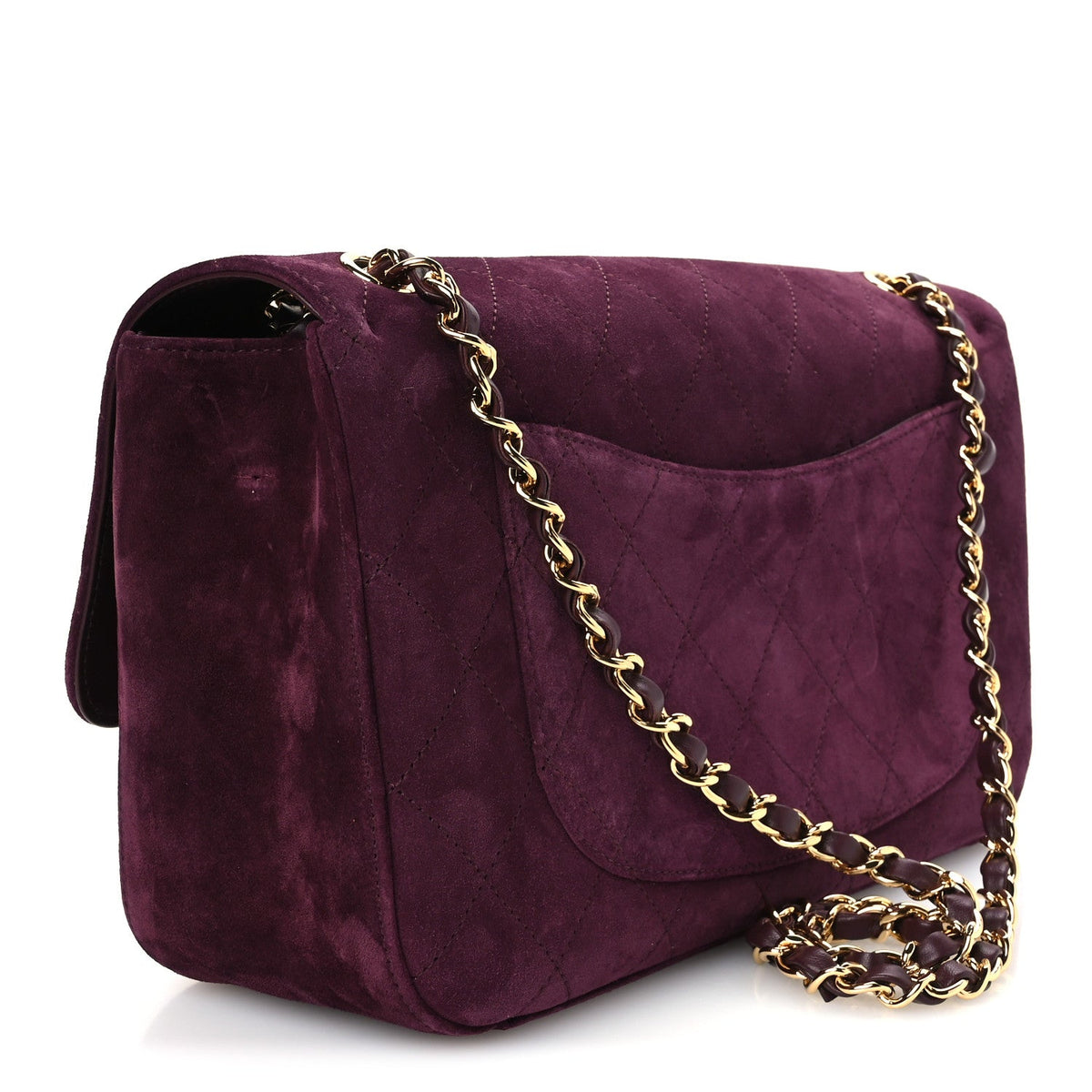 Suede Calfskin Small Souplissimo Maxi Flap Burgundy