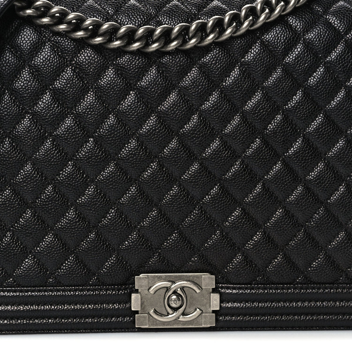 Caviar Quilted Large Boy Flap Black