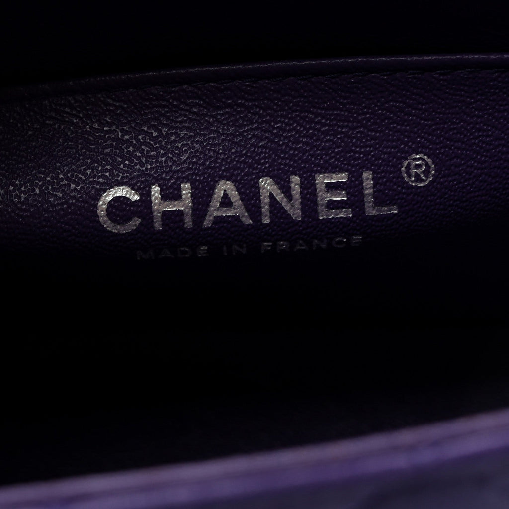 Lambskin Quilted Mini Rectangular Flap Purple