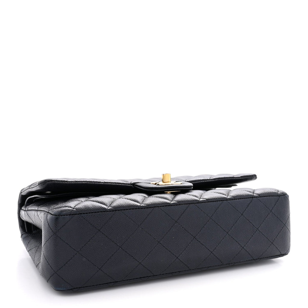 Caviar Quilted Medium Double Flap Navy