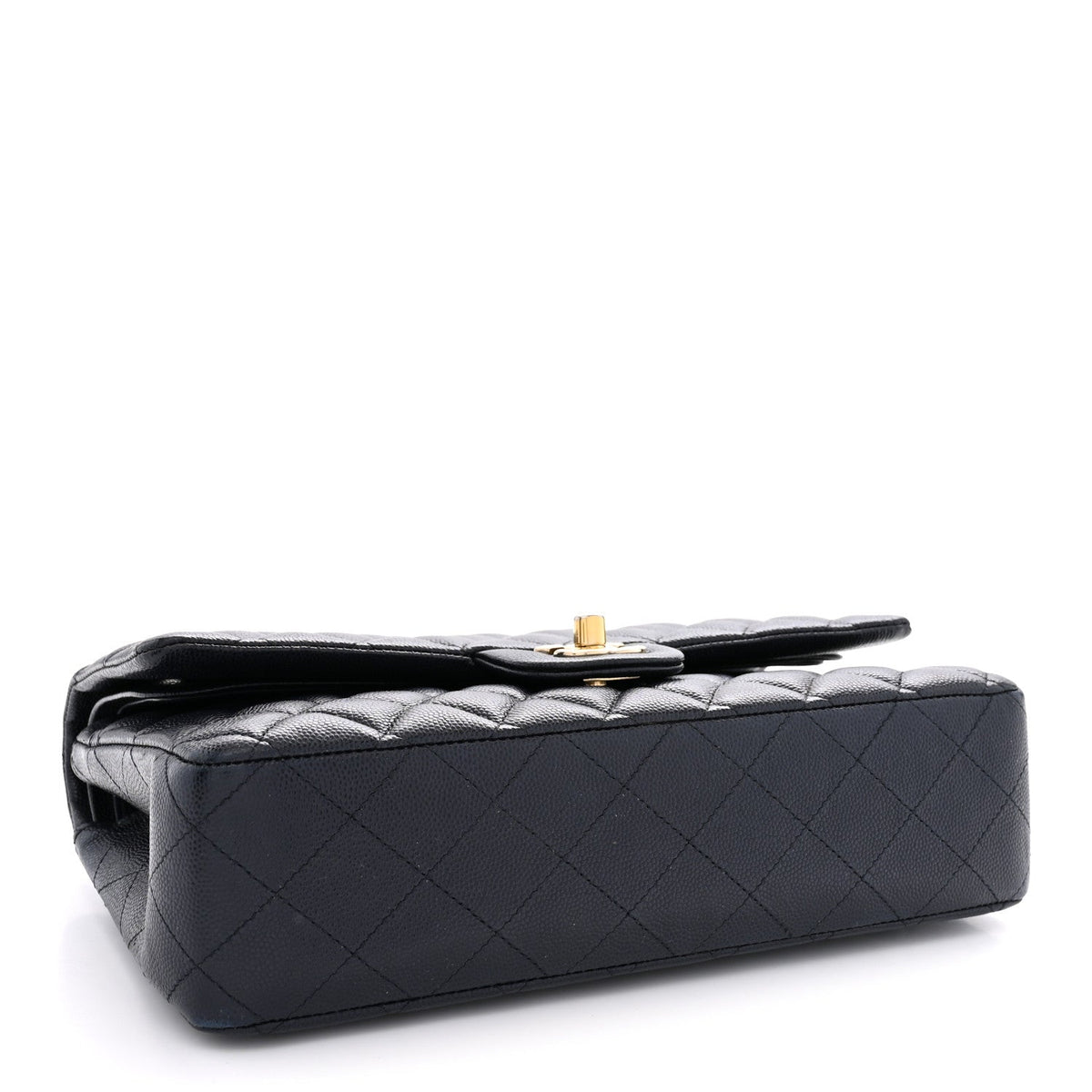 Caviar Quilted Medium Double Flap Navy