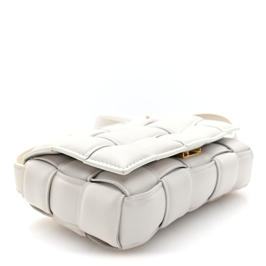 Nappa Maxi Intrecciato Small Padded Cassette Crossbody Bag Chalk