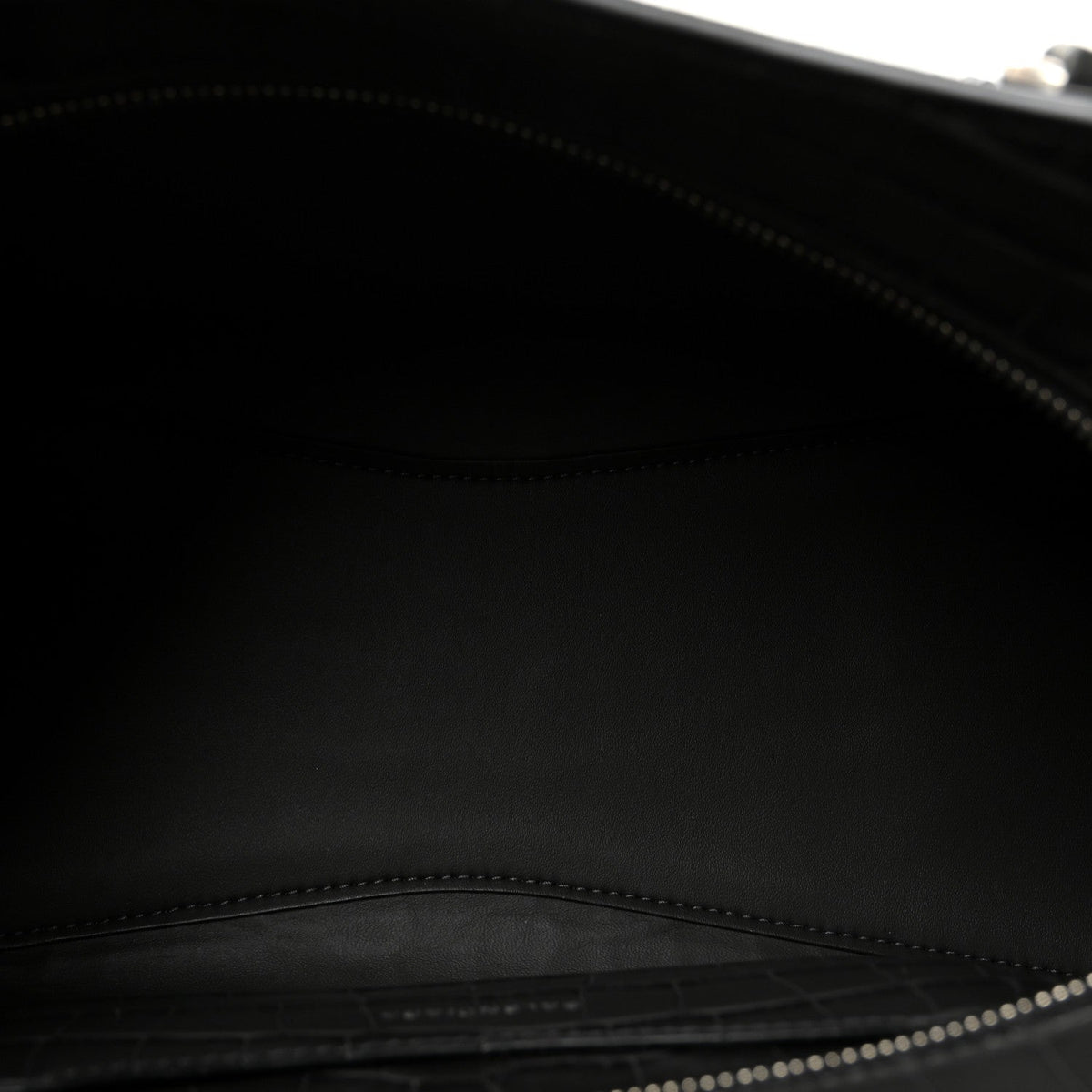 Shiny Supple Calfskin Crocodile Embossed Neo Classic Silver Hardware S City Dark Grey