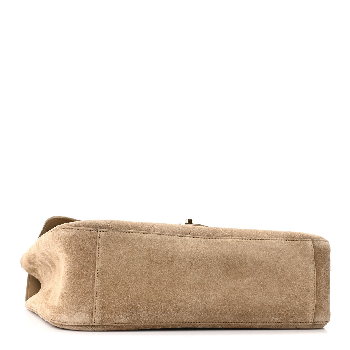 Suede Calfskin Small Souplissimo Maxi Flap Dark Beige