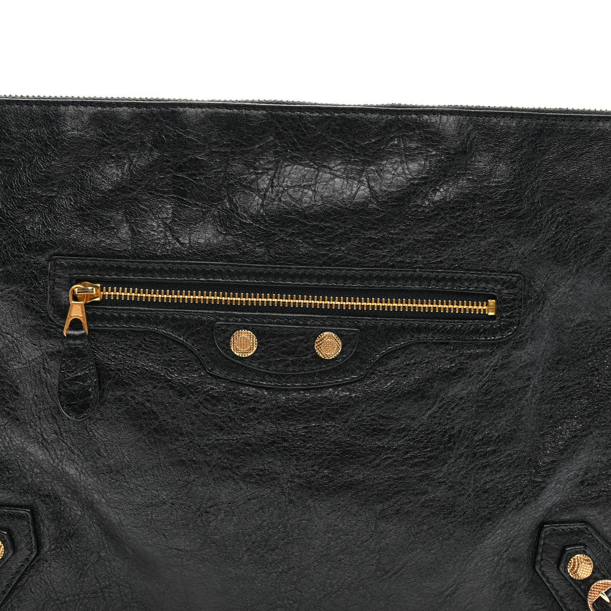 Agneau Giant 12 Gold Hardware Pouch Clutch Black