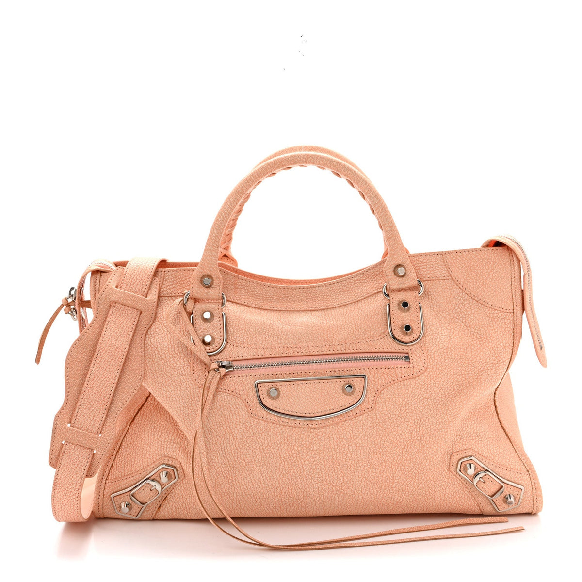 Chevre Silver Metallic Edge Hardware City Rose Peach