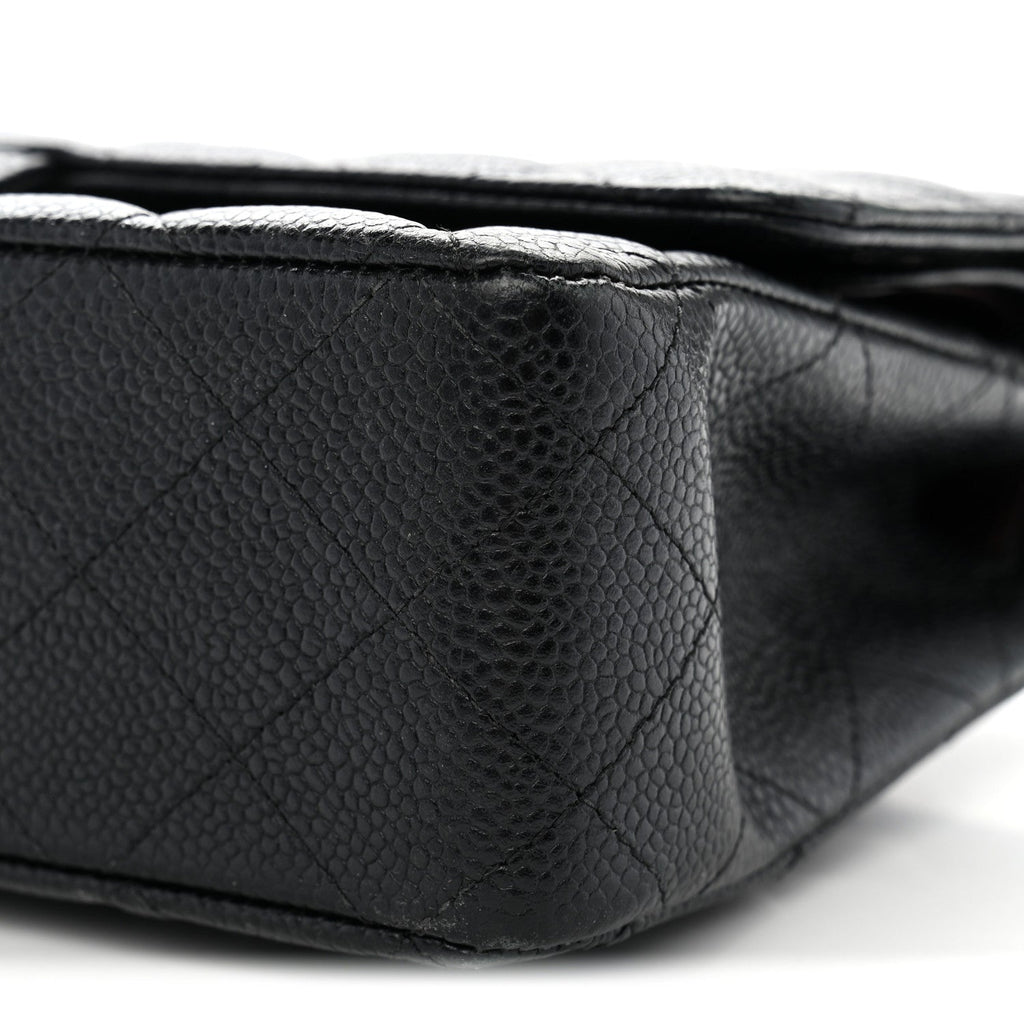 Caviar Quilted Medium Double Flap Black