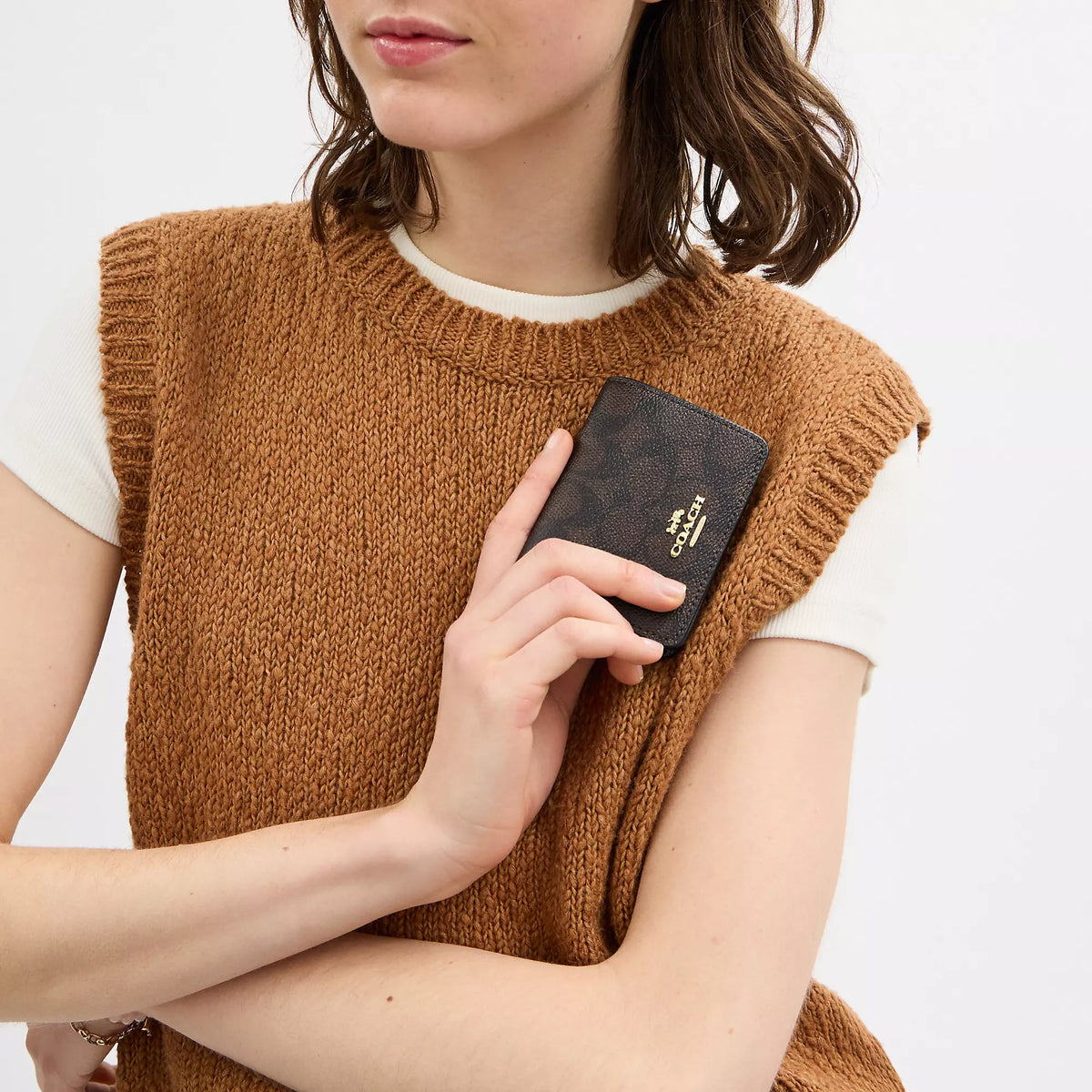 Coach Outlet Mini Wallet On A Chain In Signature Canvas
