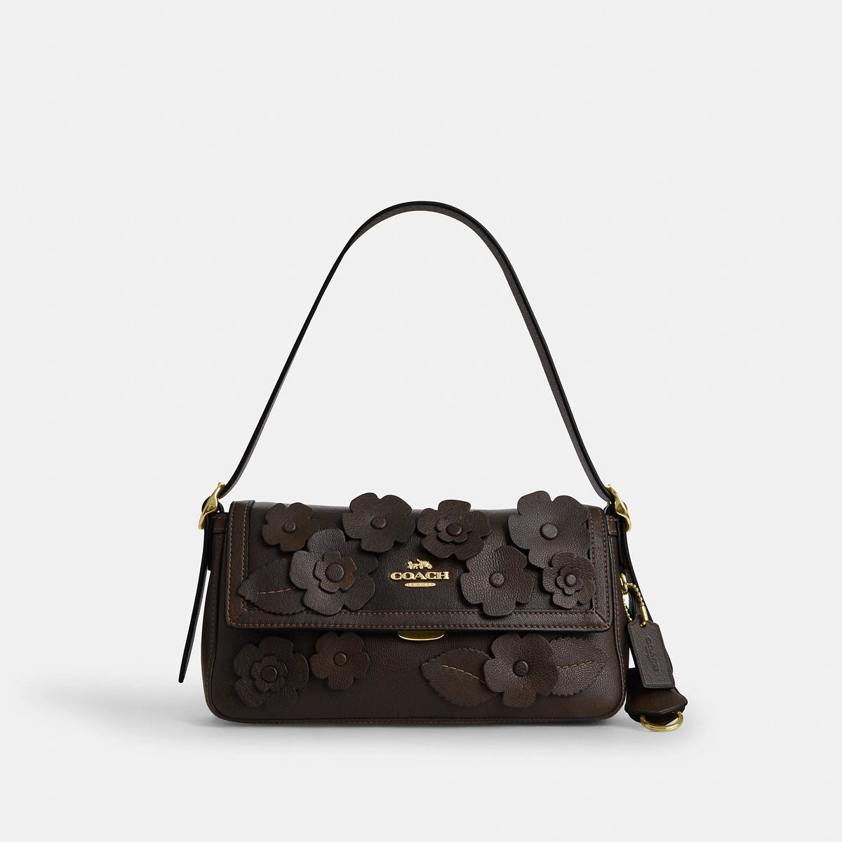 Coach Outlet Etta Small Flap Shoulder Bag With Floral Applique
