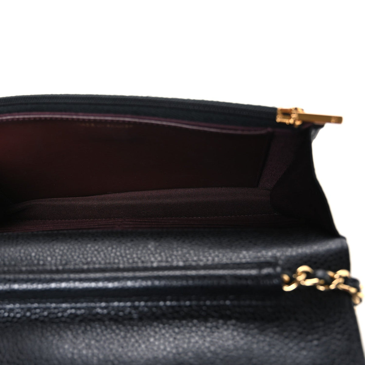 Caviar Quilted Wallet on Chain WOC Black