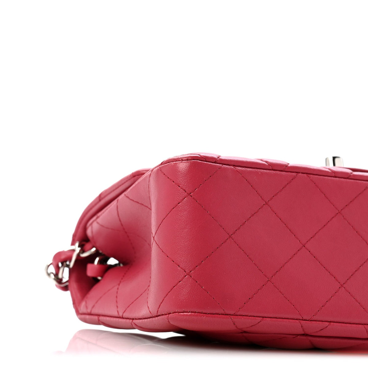 Lambskin Quilted Mini Rectangular Flap Dark Pink