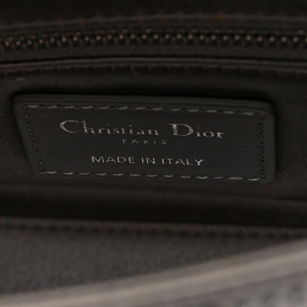 Satin Crystal Cannage Mini Lady Dior Gray