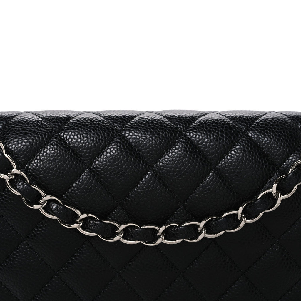 Caviar Quilted Medium Double Flap Black