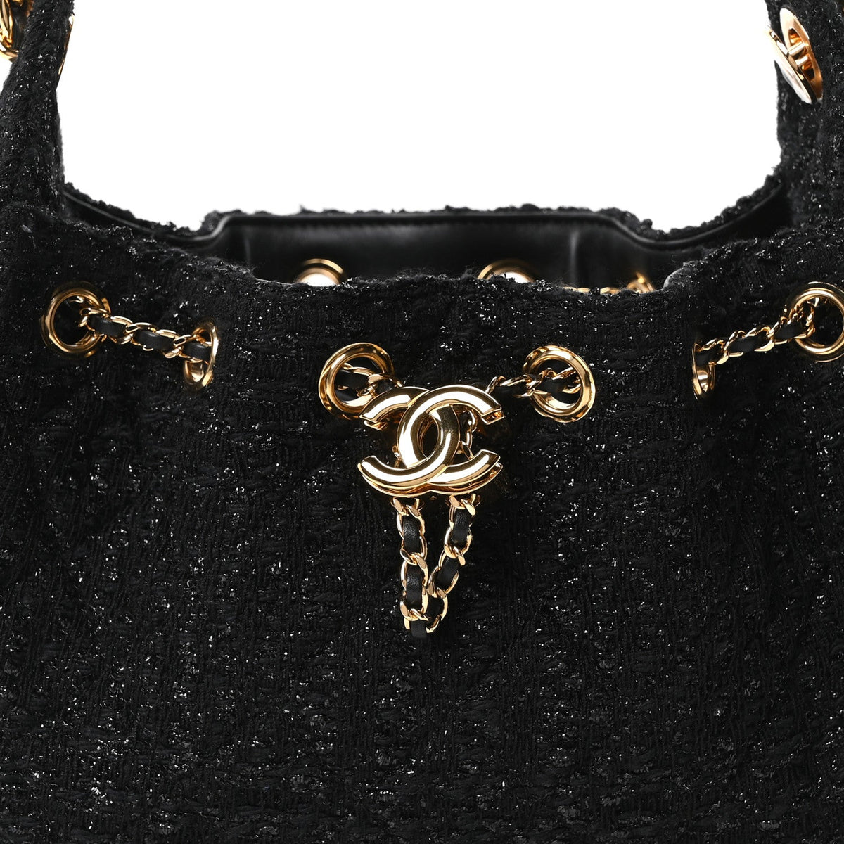 Tweed Quilted Mini Chanel 25 Handbag Black