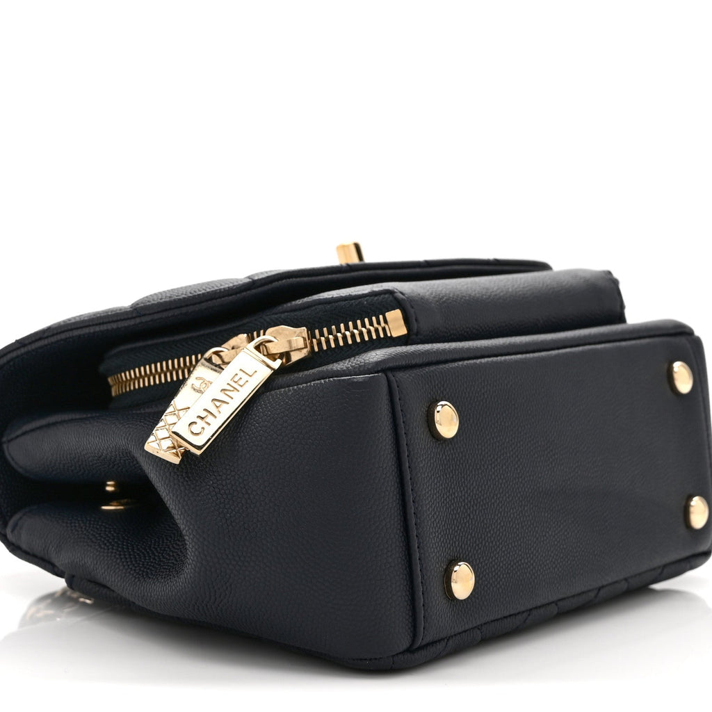 Caviar Quilted Mini Business Affinity Flap Navy Blue