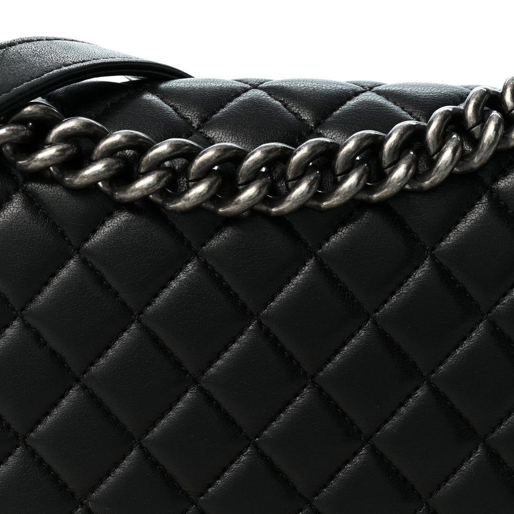 Calfskin Quilted Medium Boy Flap Black