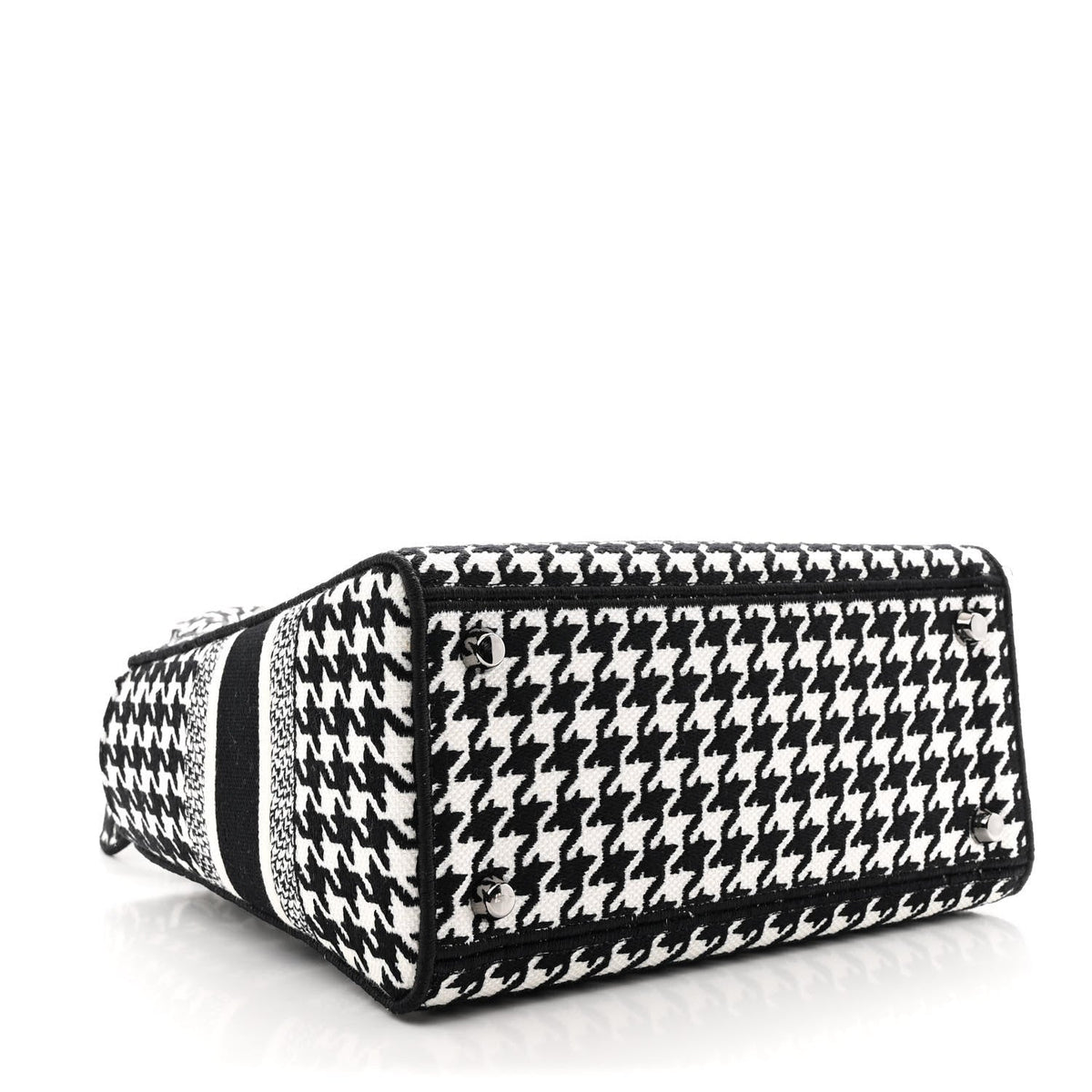 Canvas Houndstooth Embroidered Medium Lady D-Lite Black White