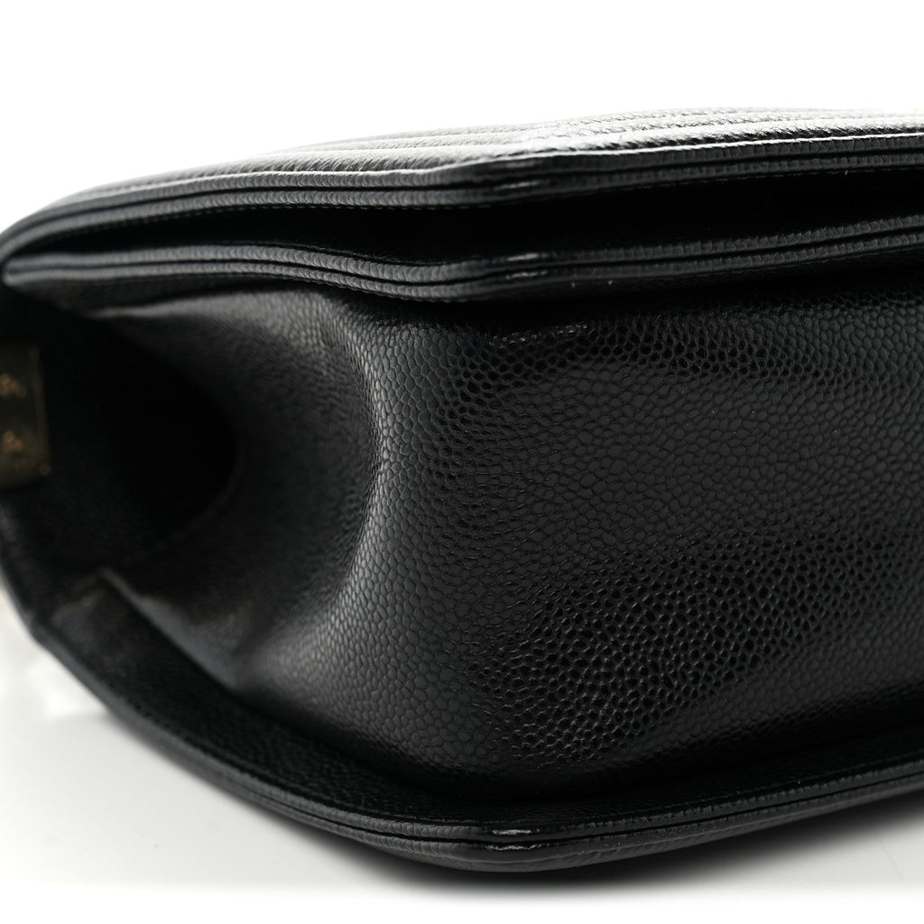 Caviar Chevron Quilted Medium Boy Flap Black